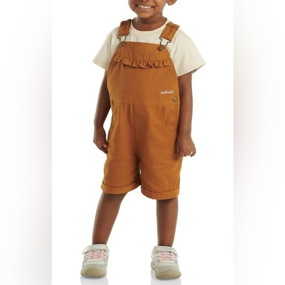 Carhartt toddler girls canvas ruffle front shortall size 2T